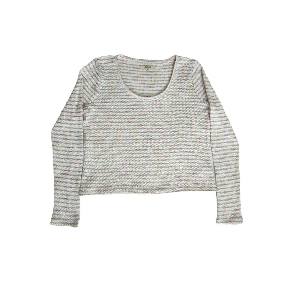 Madewell Women's Space-Dye Stripe Scoop Neck Pullover Sweater Knit Top Sz Medium - Picture 4 of 13